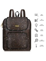 Lorem Chocolate Brown Premium Leather Dual Tone Bagpack for Girls