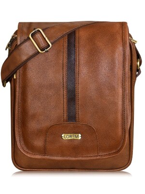 Lorem CARAMEL ORANGE Faux Leather Sling Bag For Men