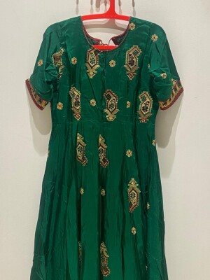 Green Anarkali gown with weaving work