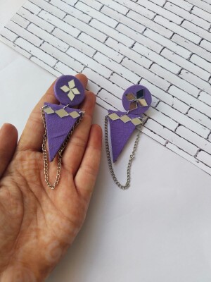 Rainvas Purple mirror long chain earrings for women