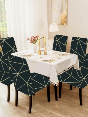 Premium Polyester Spandex Printed Chair Cover Pack of 6 Stretch Removable Washable Short Dining Chair Cover Protector Seat Slipcover