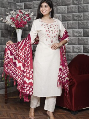 Chikan, Embroidery Fabric kurta set