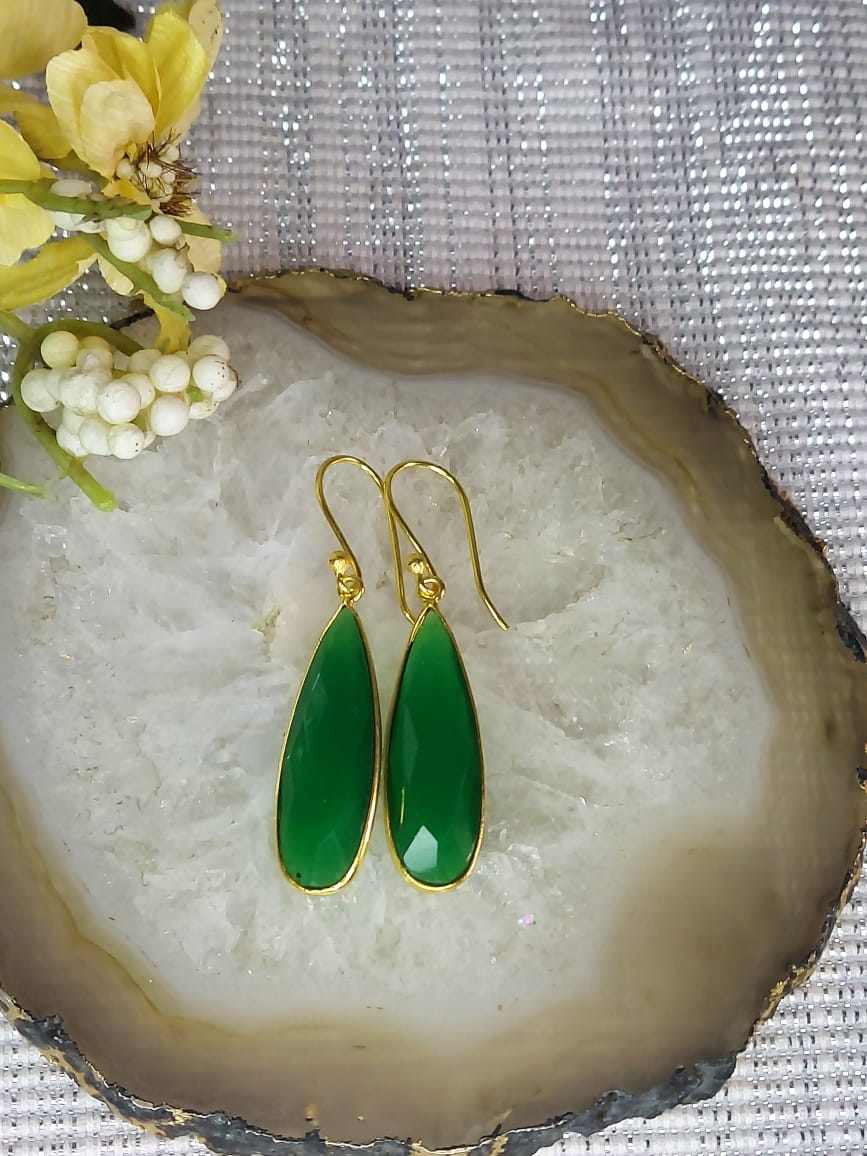 Long drop circle earrings - green | Earrings by Karen McMillan