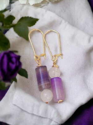 Trendy Mismatched Chic Purple Onyx Dangler Earrings for unique fashion statement