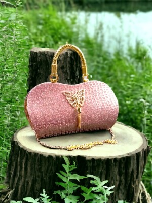 Elegant  pink clutch bag for special occasion - 7 inches