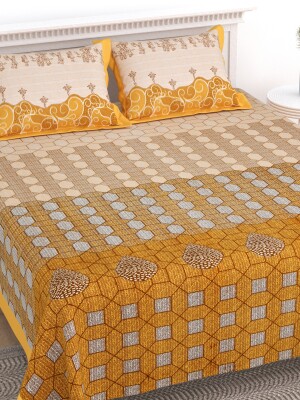 Pure cotton  print double bedsheet with 2 matching pillow covers