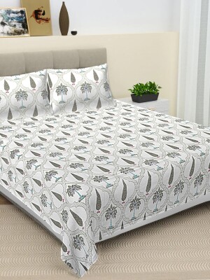 Printed king size 100% cotton double bedsheet with 2 pillow covers