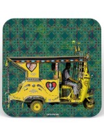 Yellow Auto Rickshaw Round Table Coasters – Set of 6