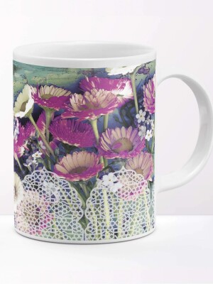 Purple White Flower Coffee Mug