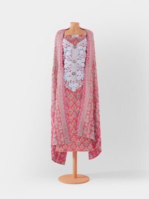 Beautiful pink cotton unstitched suit | dress material for women