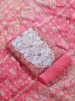 Beautiful pink cotton unstitched suit | dress material for women