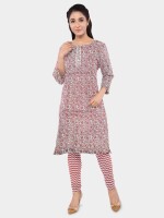 Cotton printed pink unstitched suit | dress material