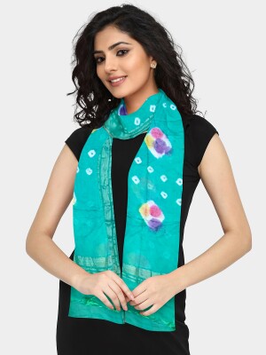 Printed silk jaipuri dupatta for women
