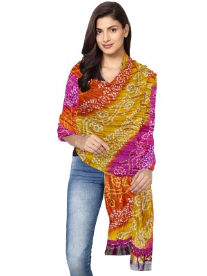 Multicolored printed art silk bandhani dupatta