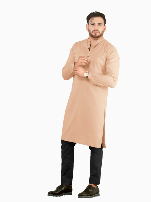 Men's long kurta in cambric cotton