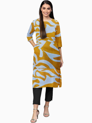 Mustard yellow cotton kurta for women