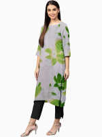 Floral breeze green cotton kurta for women