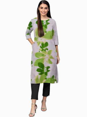 Floral breeze green cotton kurta for women