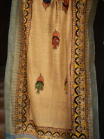 Durga face madhubani hand painted cotton dupatta