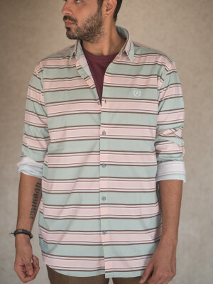 MINT AND PINK STRIPES MENS CASUAL SHIRT  casual shirt, fashion, style, clothing, comfortable