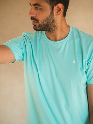 Blue Basic Mens Crew Neck T-shirt , classic and versatile addition to your wardrobe