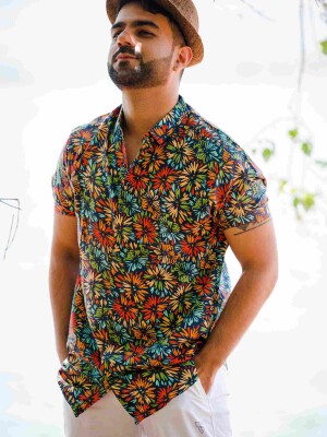 NAVY PRINT MENS CASUAL SHIRT Casual Shirt,  Comfort, Stylish Design, Timeless Color, Versatile, Soft Fabric