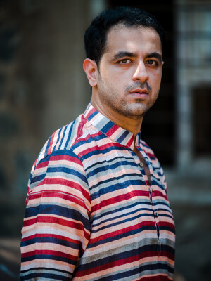 Multicolor Cotton Digital Stripe Men's Kurta  Ethnic Wear, Indian Fashion, Contemporary Attire