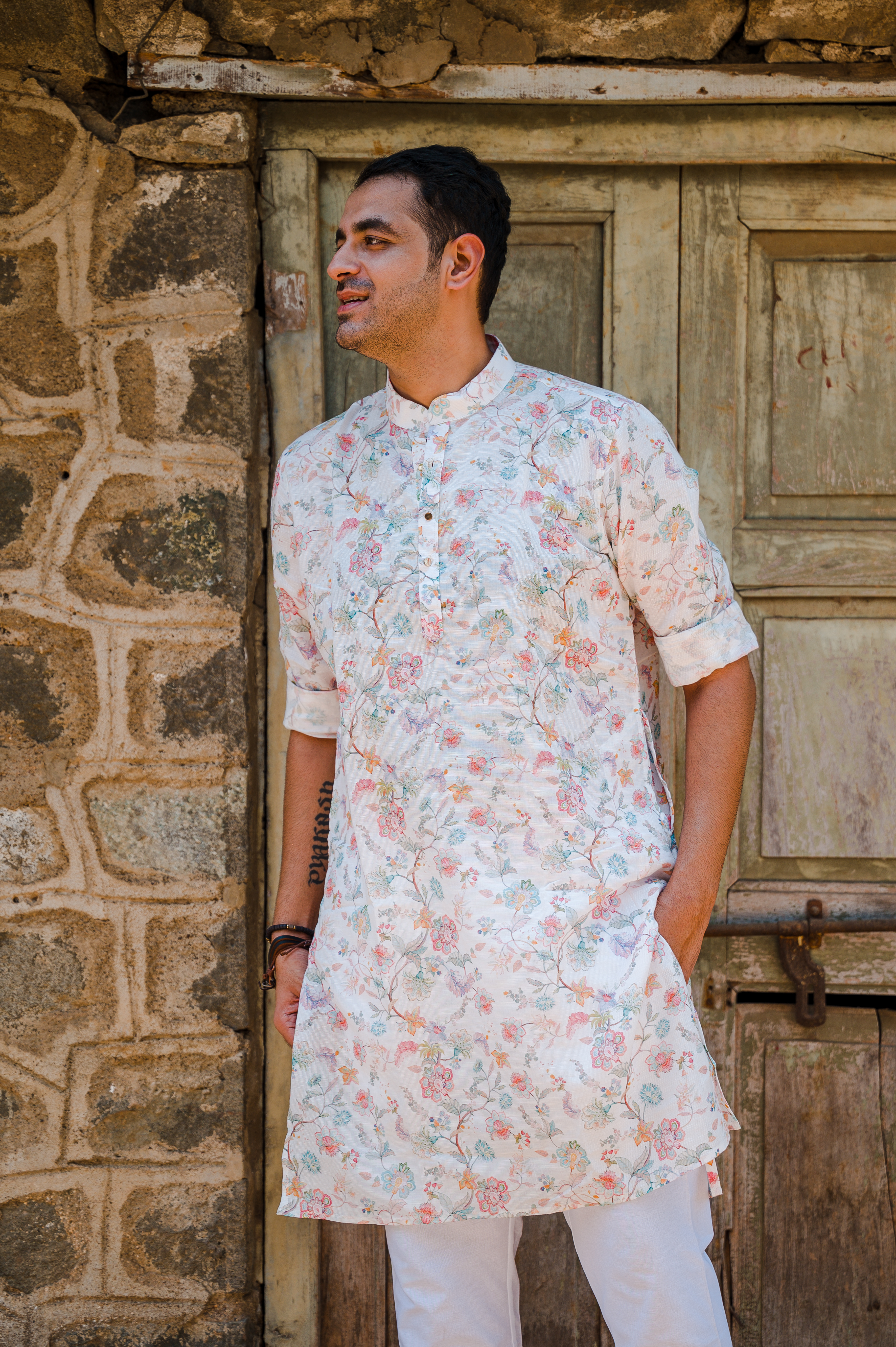 Wintage Men's Cotton Silk Festive and Casual White Kurta Churidar Pajama  Pyjama