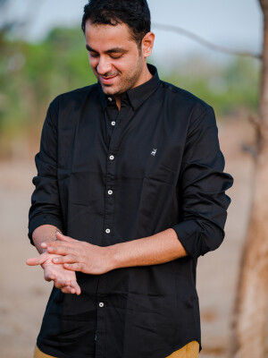 PLAIN BLACK BUTTON DOWN SEMI FORMAL MEN'S SHIRT semi-formal, men's, shirt, fashion, style, clothing, comfortable