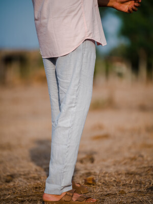 Light Grey Linen Men's Pyjama Pant , comfort and a touch of sophistication for lounging