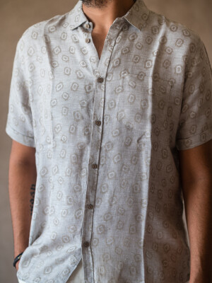Gold Linen Men's Print Shirt , Elegant & stylish shirts for Men