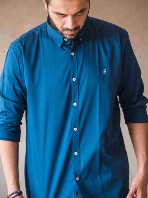 PLAIN NAVY BUTTON DOWN SEMI FORMAL MEN'S SHIRT semi-formal, men's, shirt, fashion, style, clothing