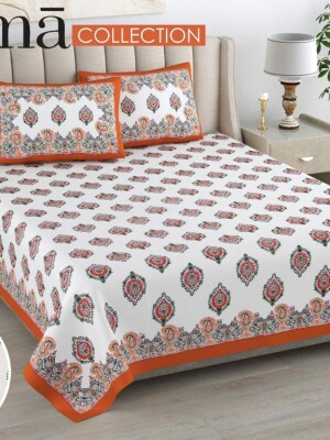 King size pure cotton bedsheet set - 100*108 inches
