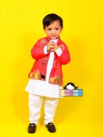 Royal Red (Open Achkan ) ethenic royal red colour ( open achkan ) for kids , kids party wear