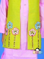 Floral Foliage (Open Achkan Set) neon green colour ( open achkan ) kids ethenic & party wear