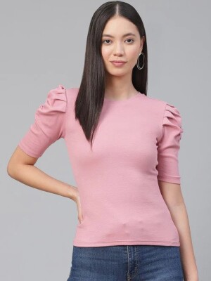 Pink Puff sleeves Top Puff Sleeve Design, Sleeve Length, Feminine, Stylish, Versatile, Neckline Options, Casual Wear