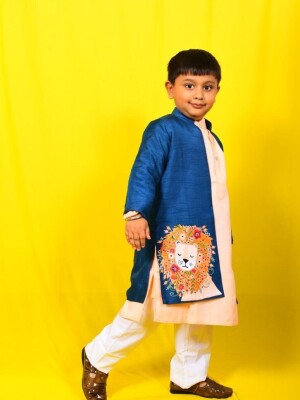 Roaring King ( Open Achkan Set) blue colour ( open achkan set ) for kids , ethenic wear for kids