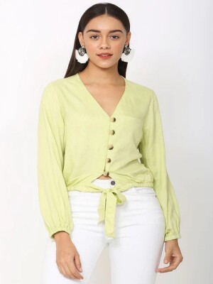 Green Knot Top nique Design, Vibrant Color, Knot Detail, Comfortable Silhouette, Neckline Options, Soft Fabric