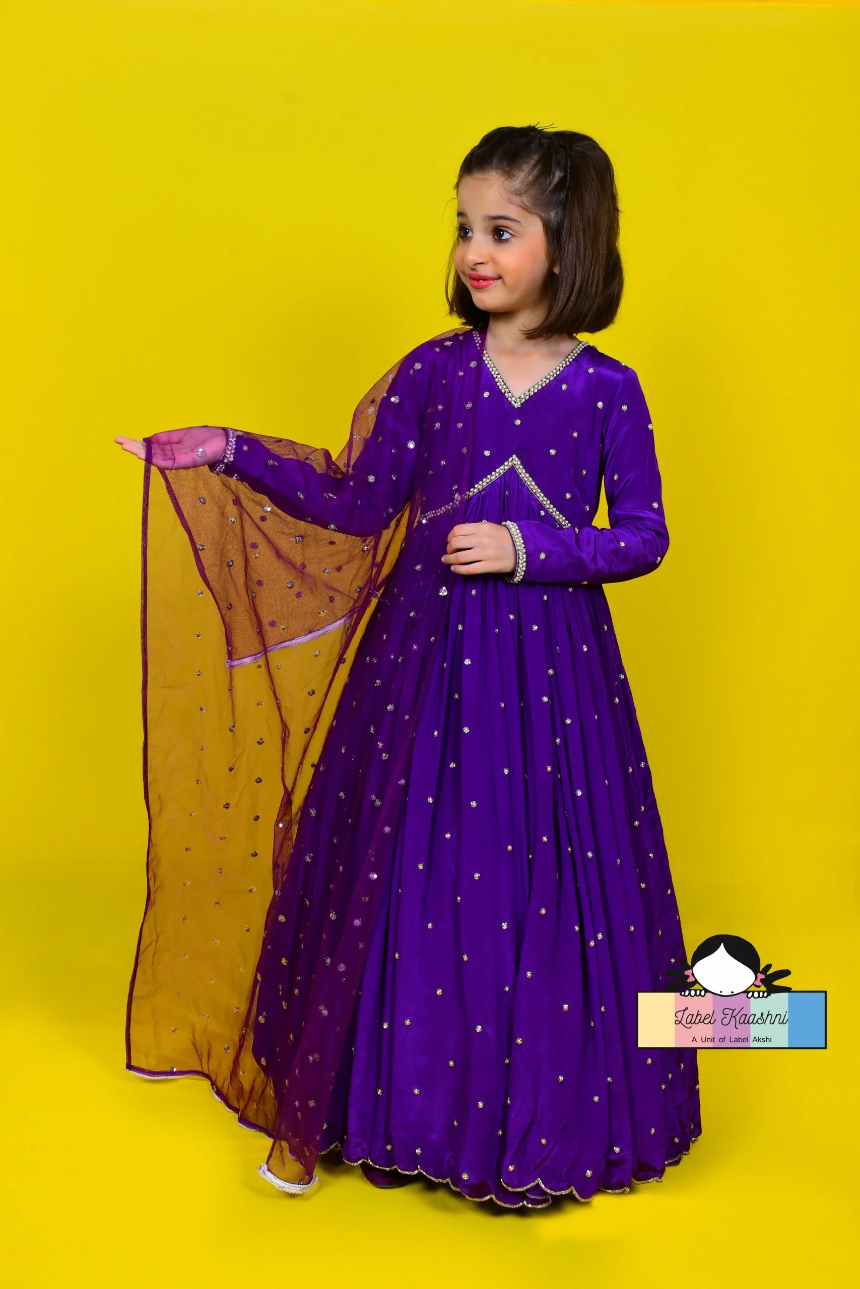 Beige Silk Fabric Anarkali Gown | Kids designer dresses, Kids party wear  dresses, Gowns for girls