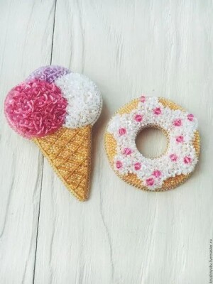 Sweet Treat Hair Clip An adorable handcrafted hair clip featuring a mini ice cream cone & donut shape adds a sweet and playful touch to any hairstyle