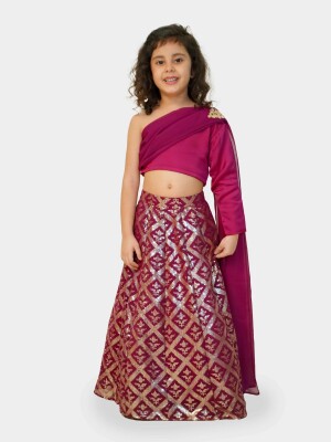 Wine Sequin Lehenga Set Wine Sequin Lehenga Set  Wine Sequin Lehenga Set , Ethnic Fashion Lehenga Choli , Wine Red Color Cultural Celebrations Indian