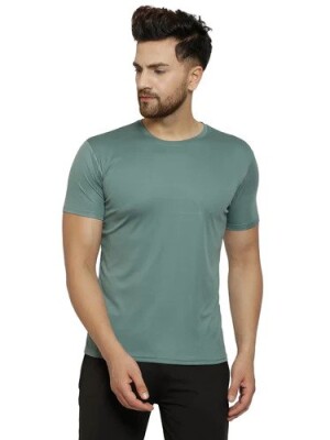 Men Airforce 4 Way Lycra Dry Fit T-shirts,  Green, Breathable, Gym, Workout, Active Wear, Comfortable Fit, Versatile