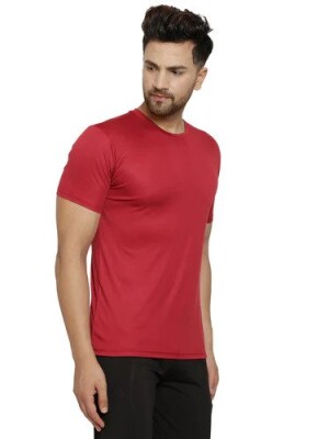 Men WINE 4 Way Lycra Dry Fit T-shirts, Breathable, Gym, Workout, Yoga, Running, Active Wear, Comfortable Fit, Versatile