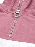Pink & White Zipper Sweatshirt , Trendy, Women's Fashion, Wardrobe Essential, Fashionable Contrast