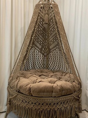 Macrame Swing Hammock Chair for Adults & Kids Large with 3 Pillow and Mattress