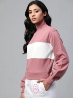 Pink & White Zipper Sweatshirt , Trendy, Women's Fashion, Wardrobe Essential, Fashionable Contrast