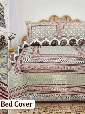 Green soft beautiful design block jaal bedcover