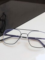 Square blue computer glasses, metal eye frame zero power, anti lare & Blue Ray Cut, for Men & Women