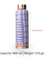 Geometric blue boho | 100% pure copper bottle|950 ml |