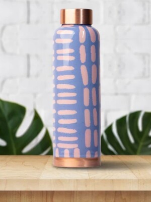 Geometric blue boho | 100% pure copper bottle|950 ml |